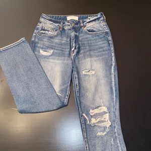 Pacsun High Waited Distressed Mom Jean Medium Blue